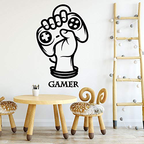 Pegatina de pared ESTILO NÓRDICO. Vinilo decorativo de GAMER. Lámina adhesiva GEOMÉTRICA con detalles MANDO DE CONSOLA Y GAMING. Decoración minimalista para Hogar, Oficina, Tienda.-Nacnic-Nacnic Estudio SL