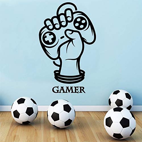 Pegatina de pared ESTILO NÓRDICO. Vinilo decorativo de GAMER. Lámina adhesiva GEOMÉTRICA con detalles MANDO DE CONSOLA Y GAMING. Decoración minimalista para Hogar, Oficina, Tienda.-Nacnic-Nacnic Estudio SL