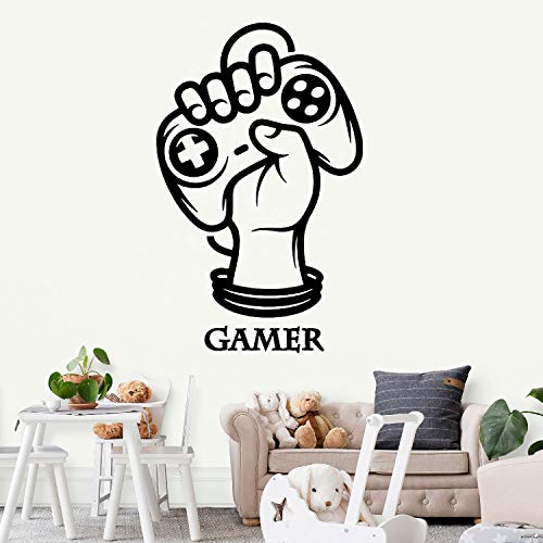 Pegatina de pared ESTILO NÓRDICO. Vinilo decorativo de GAMER. Lámina adhesiva GEOMÉTRICA con detalles MANDO DE CONSOLA Y GAMING. Decoración minimalista para Hogar, Oficina, Tienda.-Nacnic-Nacnic Estudio SL