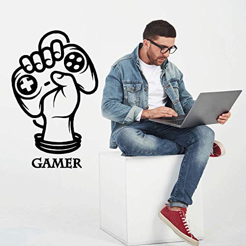 Pegatina de pared ESTILO NÓRDICO. Vinilo decorativo de GAMER. Lámina adhesiva GEOMÉTRICA con detalles MANDO DE CONSOLA Y GAMING. Decoración minimalista para Hogar, Oficina, Tienda.-Nacnic-Nacnic Estudio SL