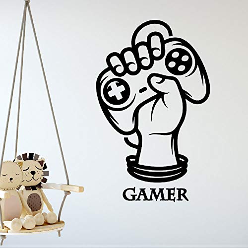 Pegatina de pared ESTILO NÓRDICO. Vinilo decorativo de GAMER. Lámina adhesiva GEOMÉTRICA con detalles MANDO DE CONSOLA Y GAMING. Decoración minimalista para Hogar, Oficina, Tienda.-Nacnic-Nacnic Estudio SL
