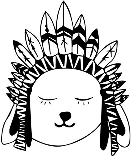 Pegatina de pared ESTILO NÓRDICO. Vinilo decorativo de OSO INDIO. Lámina adhesiva GEOMÉTRICA con detalles de ANIMALES DE MONTAÑA. Decoración infantil para Hogar, Niños, Bebés.-Nacnic-Nacnic Estudio SL