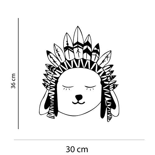 Pegatina de pared ESTILO NÓRDICO. Vinilo decorativo de OSO INDIO. Lámina adhesiva GEOMÉTRICA con detalles de ANIMALES DE MONTAÑA. Decoración infantil para Hogar, Niños, Bebés.-Nacnic-Nacnic Estudio SL