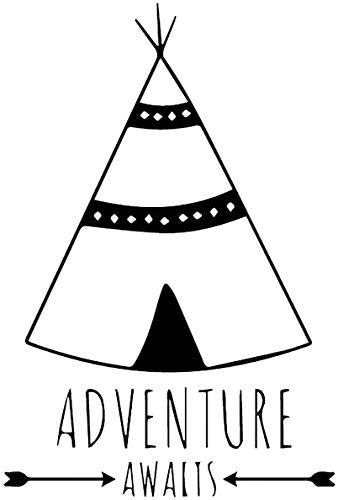 Pegatina de pared ESTILO NÓRDICO. Vinilo decorativo LA AVENTURA TE ESPERA. Lámina adhesiva TIPI con FRASE INSPIRADORA "Adventure Awaits". Decoración infantil para Hogar, Niños, Bebés.-Nacnic-Nacnic Estudio SL