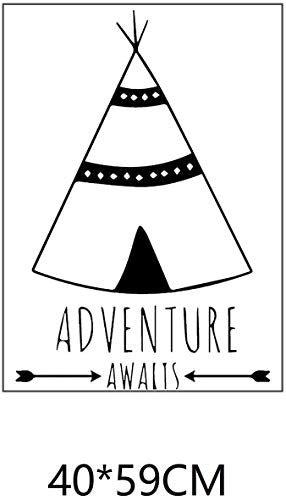Pegatina de pared ESTILO NÓRDICO. Vinilo decorativo LA AVENTURA TE ESPERA. Lámina adhesiva TIPI con FRASE INSPIRADORA "Adventure Awaits". Decoración infantil para Hogar, Niños, Bebés.-Nacnic-Nacnic Estudio SL