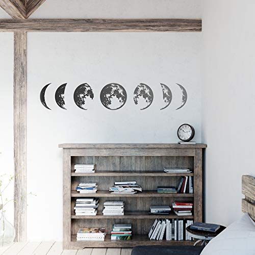 Pegatina de pared ESTILO NÓRDICO. Vinilo decorativo LUNAS. Lámina adhesiva ESPACIAL con detalle de FASES DE LA LUNA. Decoración minimalista para Hogar, Oficina, Tienda-Nacnic-Nacnic Estudio SL