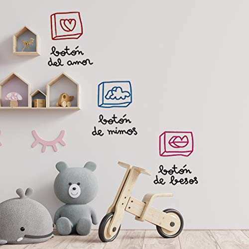 Pegatina de pared wall decor BOTONES DE AMOR. Vinilo decorativo es español. Pegatina decorativa Decoración Salón Hogar Oficina Tiendas Habitacion. Frases y mensajes positivos para pared.-Nacnic-Nacnic Estudio SL