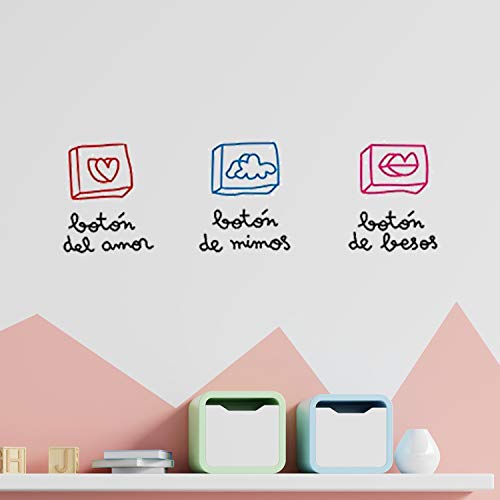 Pegatina de pared wall decor BOTONES DE AMOR. Vinilo decorativo es español. Pegatina decorativa Decoración Salón Hogar Oficina Tiendas Habitacion. Frases y mensajes positivos para pared.-Nacnic-Nacnic Estudio SL