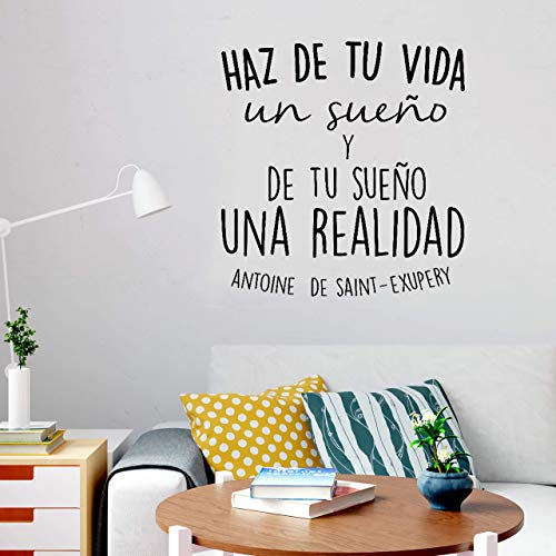 Pegatina de pared wall decor HAZ DE TU VIDA UN SUEÑO Y DE TU SUEÑO UNA REALIDAD. Vinilo decorativo es español. Pegatina decorativa Decoración Salón Hogar Oficina Tiendas Habitacion.-Nacnic-Nacnic Estudio SL