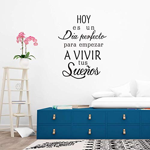 Pegatina de pared wall decor HOY ES UN DIA PERFECTO PARA EMPEZAR A VIVIR TUS SUEÑOS. Vinilo decorativo es español. Pegatina decorativa Decoración Salón Hogar Oficina Tiendas Habitacion.-Nacnic-Nacnic Estudio SL