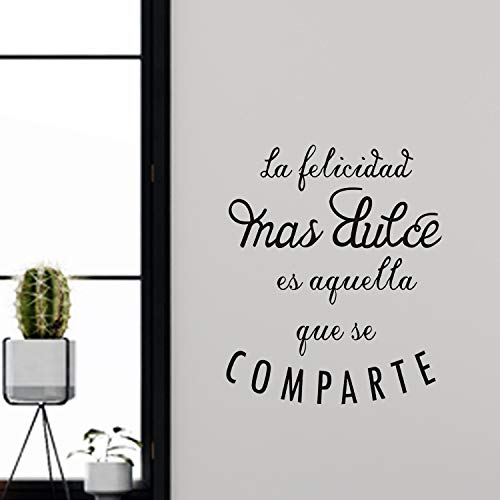 Pegatina de pared wall decor LA FELICIDAD MAS DULCE ES AQUELLA QUE SE COMPARTE. Vinilo decorativo es español. Pegatina decorativa Decoración Salón Hogar Oficina Tiendas Habitacion.-Nacnic-Nacnic Estudio SL