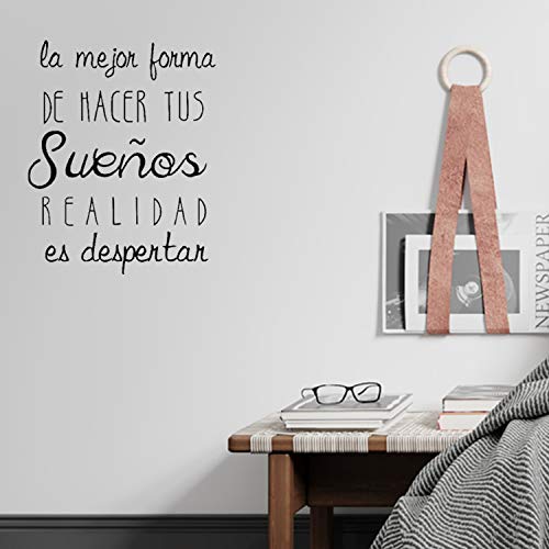 Pegatina de pared wall decor LA MEJOR FORMA DE HACER TUS SUEÑOS REALIDAD ES DESPERTAR. Vinilo decorativo es español. Pegatina decorativa Decoración Salón Hogar Oficina Tiendas Habitacion.-Nacnic-Nacnic Estudio SL