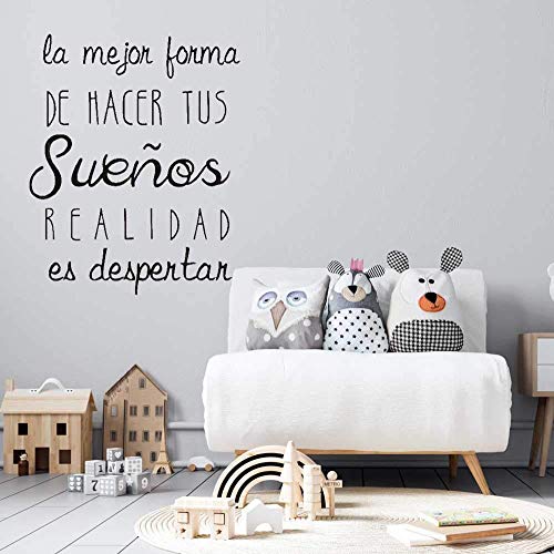 Pegatina de pared wall decor LA MEJOR FORMA DE HACER TUS SUEÑOS REALIDAD ES DESPERTAR. Vinilo decorativo es español. Pegatina decorativa Decoración Salón Hogar Oficina Tiendas Habitacion.-Nacnic-Nacnic Estudio SL