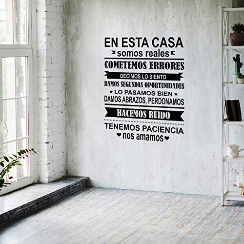 Pegatina de pared wall decor NORMAS DE LA CASA, SOMOS REALES. Vinilo decorativo es español. Pegatina decorativa Decoración Salón Hogar Oficina Tiendas Habitacion.-Nacnic-Nacnic Estudio SL