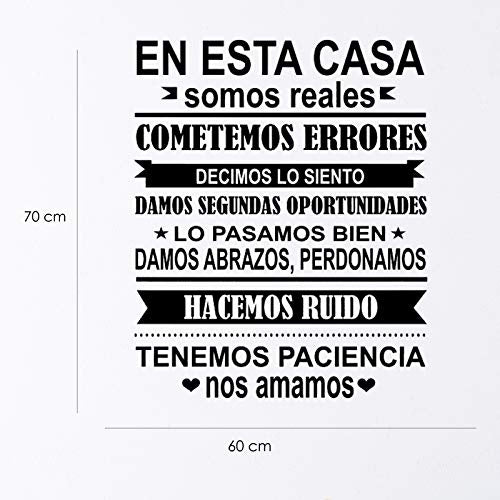 Pegatina de pared wall decor NORMAS DE LA CASA, SOMOS REALES. Vinilo decorativo es español. Pegatina decorativa Decoración Salón Hogar Oficina Tiendas Habitacion.-Nacnic-Nacnic Estudio SL