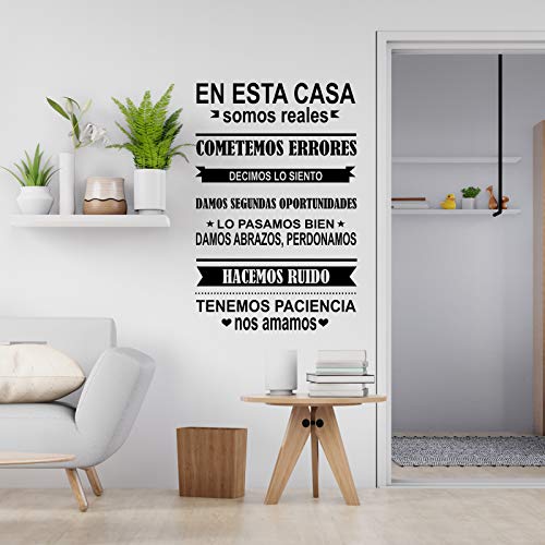 Pegatina de pared wall decor NORMAS DE LA CASA, SOMOS REALES. Vinilo decorativo es español. Pegatina decorativa Decoración Salón Hogar Oficina Tiendas Habitacion.-Nacnic-Nacnic Estudio SL