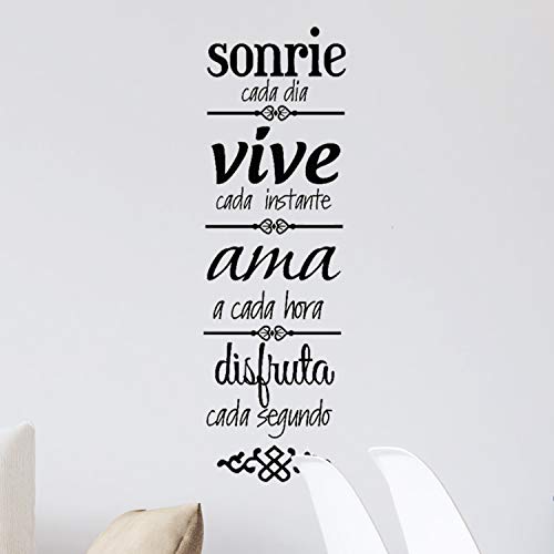 Pegatina de pared wall decor SONRIE CADA DIA VIVE CADA INSTANTE. Vinilo decorativo es español. Pegatina decorativa Decoración Salón Hogar Oficina Tiendas Habitacion.-Nacnic-Nacnic Estudio SL