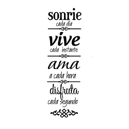 Pegatina de pared wall decor SONRIE CADA DIA VIVE CADA INSTANTE. Vinilo decorativo es español. Pegatina decorativa Decoración Salón Hogar Oficina Tiendas Habitacion.-Nacnic-Nacnic Estudio SL