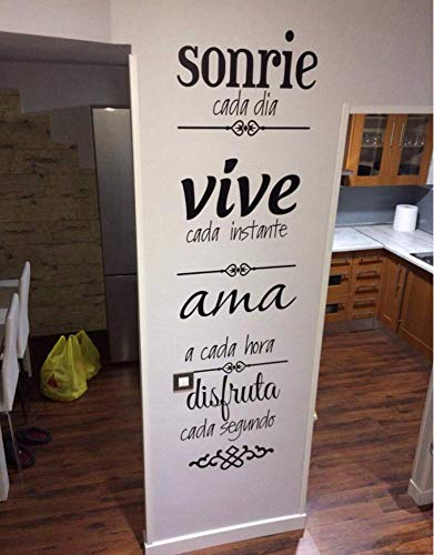 Pegatina de pared wall decor SONRIE CADA DIA VIVE CADA INSTANTE. Vinilo decorativo es español. Pegatina decorativa Decoración Salón Hogar Oficina Tiendas Habitacion.-Nacnic-Nacnic Estudio SL