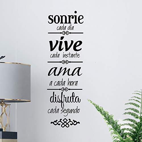 Pegatina de pared wall decor SONRIE CADA DIA VIVE CADA INSTANTE. Vinilo decorativo es español. Pegatina decorativa Decoración Salón Hogar Oficina Tiendas Habitacion.-Nacnic-Nacnic Estudio SL