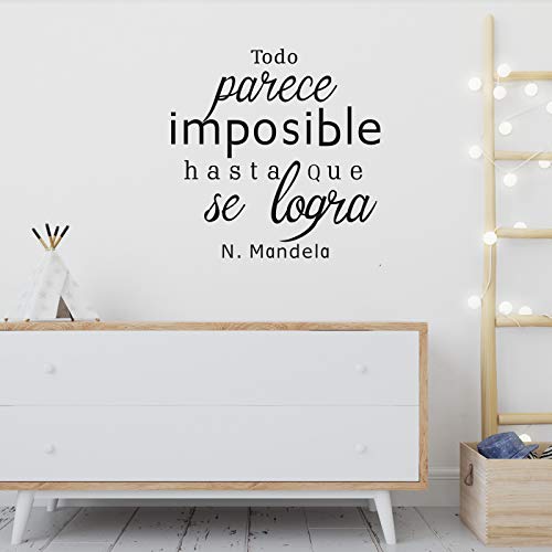 Pegatina de pared wall decor TODO PARECE IMPOSIBLE HASTA QUE SE LOGRA. Vinilo decorativo es español. Pegatina decorativa Decoración Salón Hogar Oficina Tiendas Habitacion.-Nacnic-Nacnic Estudio SL