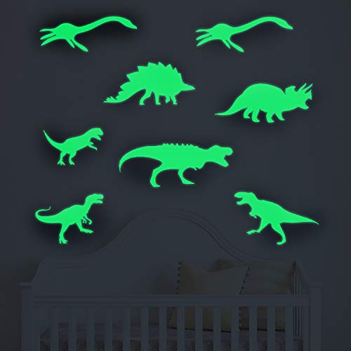 Pegatinas de pared BRILLAN EN LA OSCURIDAD. Vinilo decorativo de DINOSAURIOS. Pegatinas animales FLUORESCENTES. Láminas luminosas Decoración Habitación, niño, niña, infantil y bebé.-Nacnic-Nacnic Estudio SL