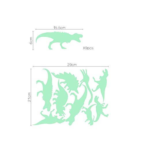 Pegatinas de pared BRILLAN EN LA OSCURIDAD. Vinilo decorativo de DINOSAURIOS. Pegatinas animales FLUORESCENTES. Láminas luminosas Decoración Habitación, niño, niña, infantil y bebé.-Nacnic-Nacnic Estudio SL