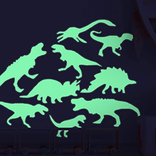 Pegatinas de pared BRILLAN EN LA OSCURIDAD. Vinilo decorativo de DINOSAURIOS. Pegatinas animales FLUORESCENTES. Láminas luminosas Decoración Habitación, niño, niña, infantil y bebé.-Nacnic-Nacnic Estudio SL