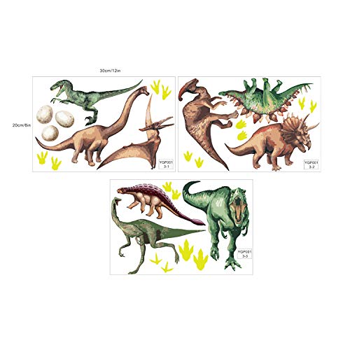 Pegatinas de pared BRILLAN EN LA OSCURIDAD. Vinilo decorativo de DINOSAURIOS. Pegatinas animales FLUORESCENTES. Láminas luminosas Decoración Habitación, niño, niña, infantil y bebé.-Nacnic-Nacnic Estudio SL