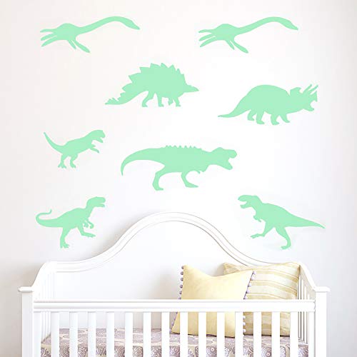 Pegatinas de pared BRILLAN EN LA OSCURIDAD. Vinilo decorativo de DINOSAURIOS. Pegatinas animales FLUORESCENTES. Láminas luminosas Decoración Habitación, niño, niña, infantil y bebé.-Nacnic-Nacnic Estudio SL