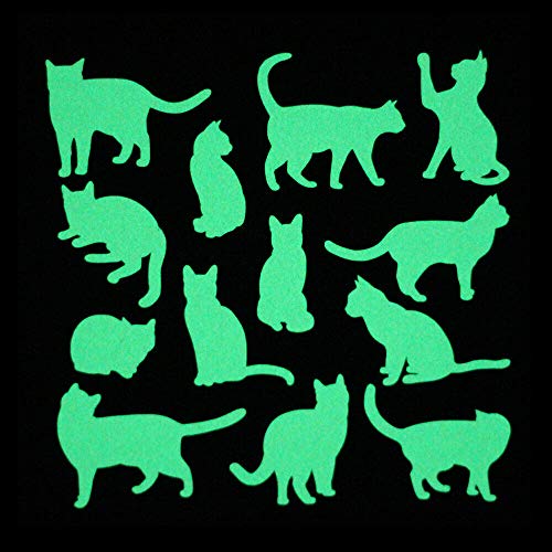 Pegatinas de pared BRILLAN EN LA OSCURIDAD. Vinilo decorativo de GATOS. Pegatinas animales FLUORESCENTES. Láminas luminosas Decoración Habitación, niño, niña, infantil y bebé.-Nacnic-Nacnic Estudio SL
