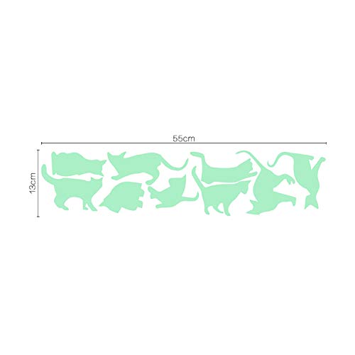 Pegatinas de pared BRILLAN EN LA OSCURIDAD. Vinilo decorativo de GATOS. Pegatinas animales FLUORESCENTES. Láminas luminosas Decoración Habitación, niño, niña, infantil y bebé.-Nacnic-Nacnic Estudio SL