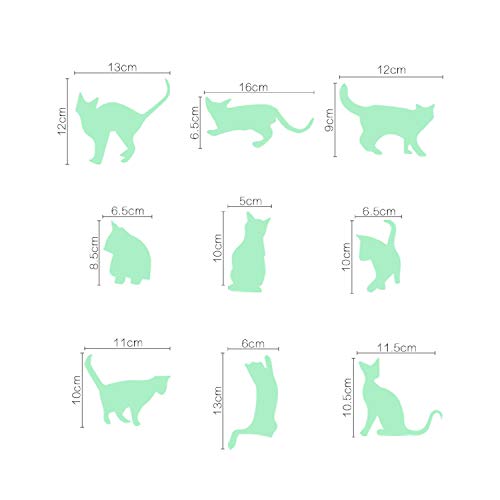 Pegatinas de pared BRILLAN EN LA OSCURIDAD. Vinilo decorativo de GATOS. Pegatinas animales FLUORESCENTES. Láminas luminosas Decoración Habitación, niño, niña, infantil y bebé.-Nacnic-Nacnic Estudio SL