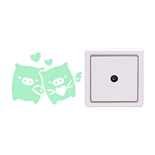 Pegatinas de pared BRILLAN EN LA OSCURIDAD. Vinilo decorativo para enchufe o interruptor de CERDOS ENAMORADOS. Pegatinas animales FLUORESCENTES. Láminas luminosas-Nacnic-Nacnic Estudio SL