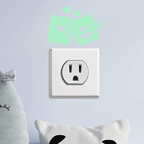 Pegatinas de pared BRILLAN EN LA OSCURIDAD. Vinilo decorativo para enchufe o interruptor de CERDOS ENAMORADOS. Pegatinas animales FLUORESCENTES. Láminas luminosas-Nacnic-Nacnic Estudio SL