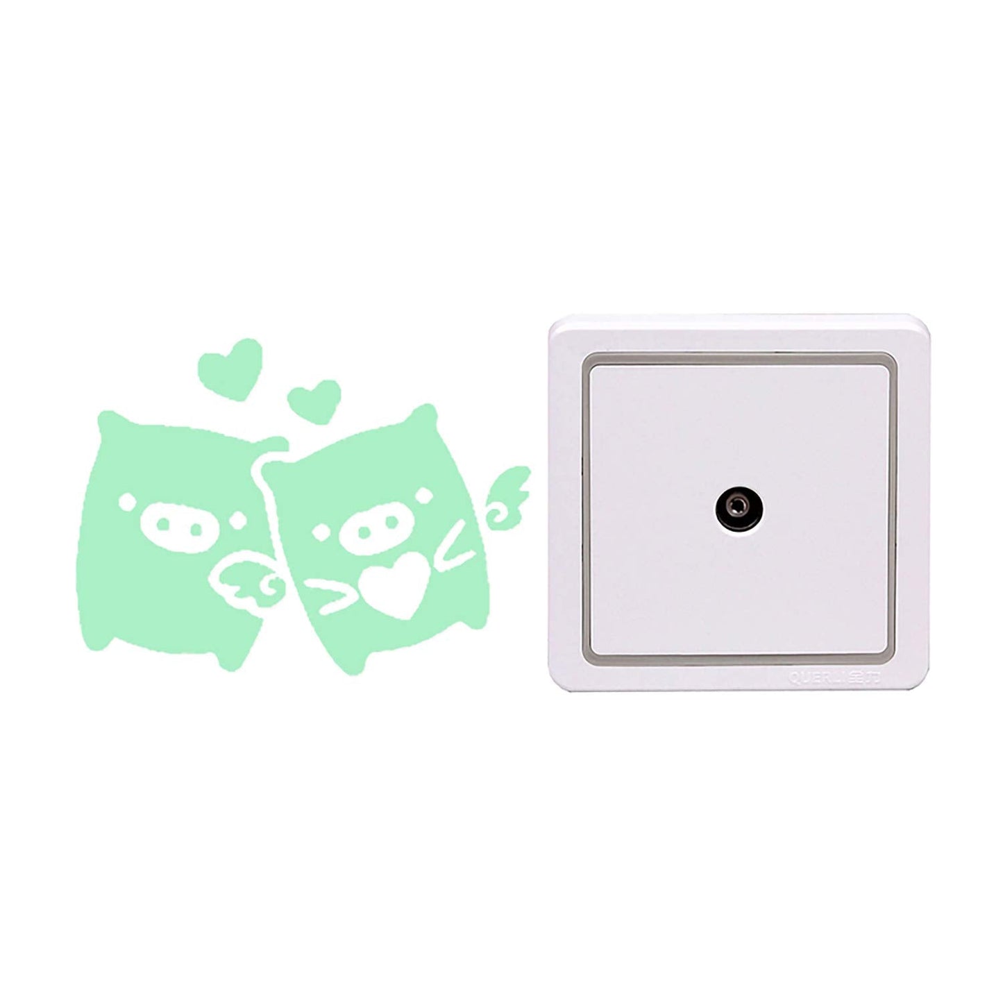 Pegatinas de pared BRILLAN EN LA OSCURIDAD. Vinilo decorativo para enchufe o interruptor de GATO CORAZONES. Pegatinas animales FLUORESCENTES. Láminas luminosas-Nacnic-Nacnic Estudio SL