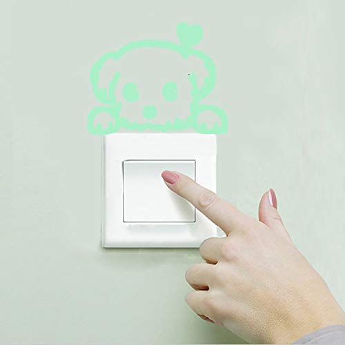 Pegatinas de pared BRILLAN EN LA OSCURIDAD. Vinilo decorativo para enchufe o interruptor de PERRITO CORAZÓN. Pegatinas animales FLUORESCENTES. Láminas luminosas-Nacnic-Nacnic Estudio SL