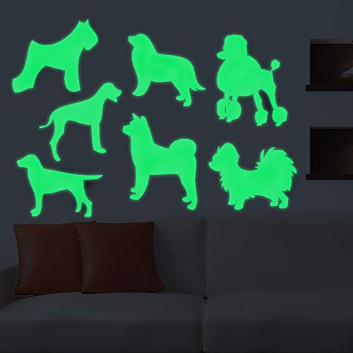 Pegatinas de pared BRILLAN EN LA OSCURIDAD. Vinilo decorativo para enchufe o interruptor de PERRO BEBE. Pegatinas animales FLUORESCENTES. Láminas luminosas-Nacnic-Nacnic Estudio SL