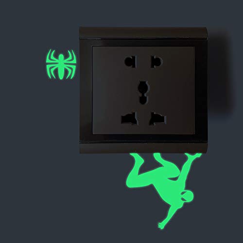 Pegatinas de pared BRILLAN EN LA OSCURIDAD. Vinilo decorativo para enchufe o interruptor de SPIDERMAN. Pegatinas FLUORESCENTES. Láminas luminosas-Nacnic-Nacnic Estudio SL