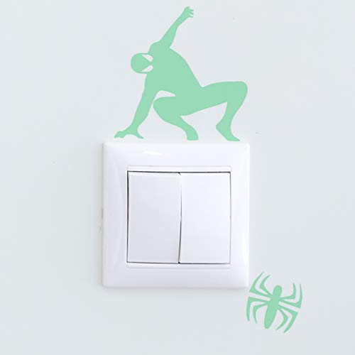 Pegatinas de pared BRILLAN EN LA OSCURIDAD. Vinilo decorativo para enchufe o interruptor de SPIDERMAN. Pegatinas FLUORESCENTES. Láminas luminosas-Nacnic-Nacnic Estudio SL