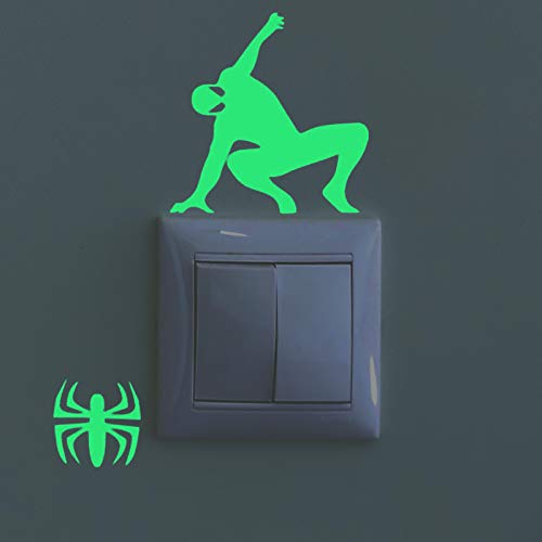 Pegatinas de pared BRILLAN EN LA OSCURIDAD. Vinilo decorativo para enchufe o interruptor de SPIDERMAN. Pegatinas FLUORESCENTES. Láminas luminosas-Nacnic-Nacnic Estudio SL