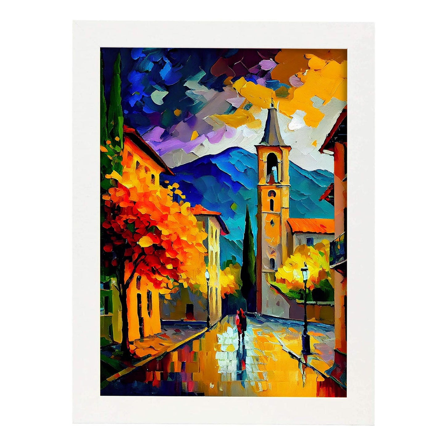 Pincel de pintura al óleo nacnic huesca golpes coloridos happy c. Estampados de arte de pared estético para el diseño de dormitorio o sala de estar.-Artwork-Nacnic-A4-Marco Blanco-Nacnic Estudio SL