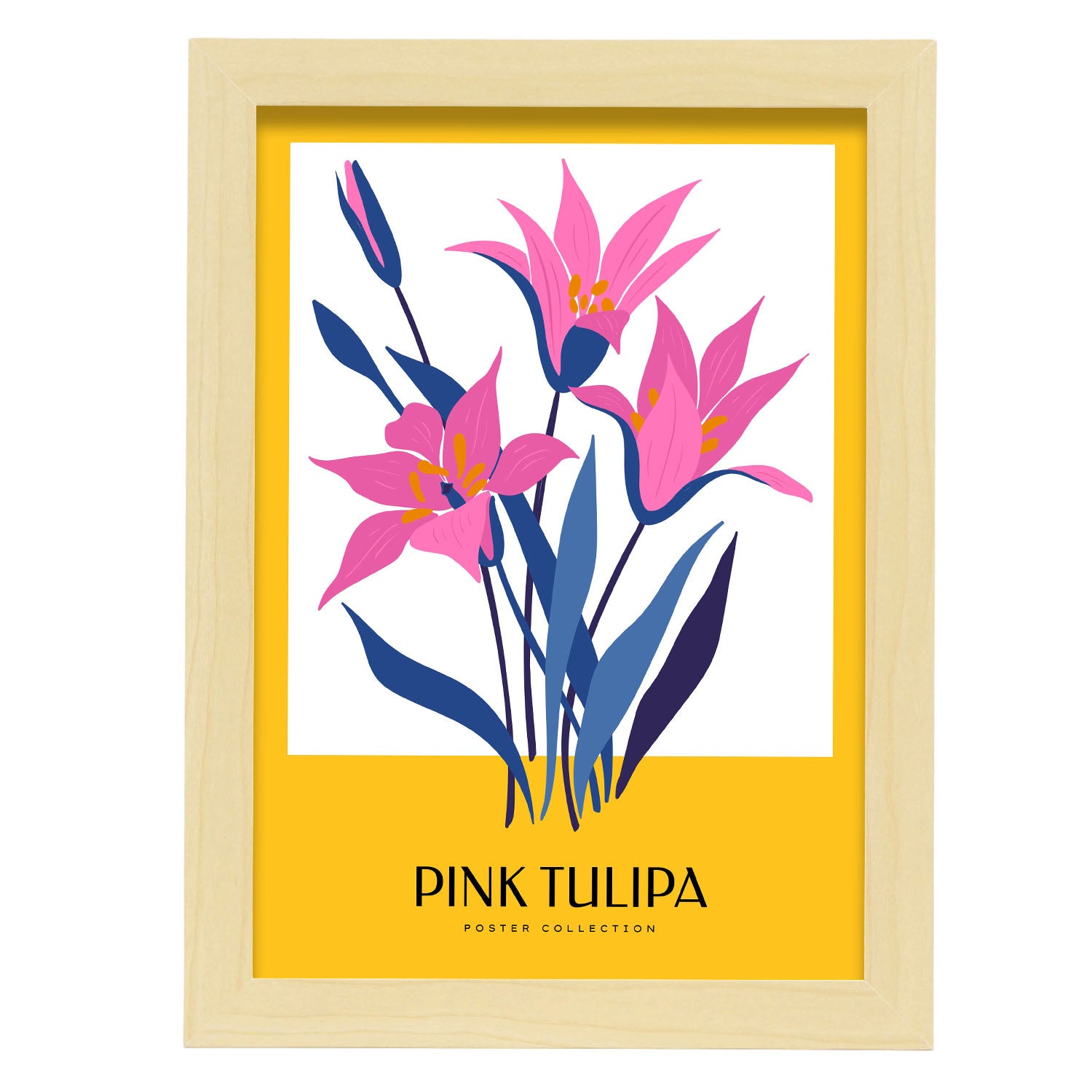 Pink Tulip-Artwork-Nacnic-A4-Marco Madera clara-Nacnic Estudio SL