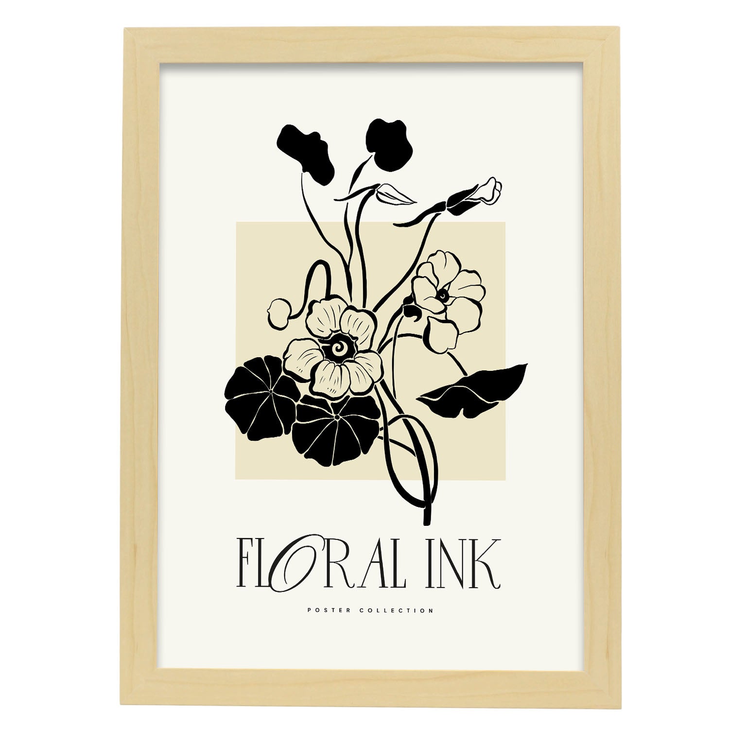 Poppy Flower-Artwork-Nacnic-A3-Marco Madera clara-Nacnic Estudio SL