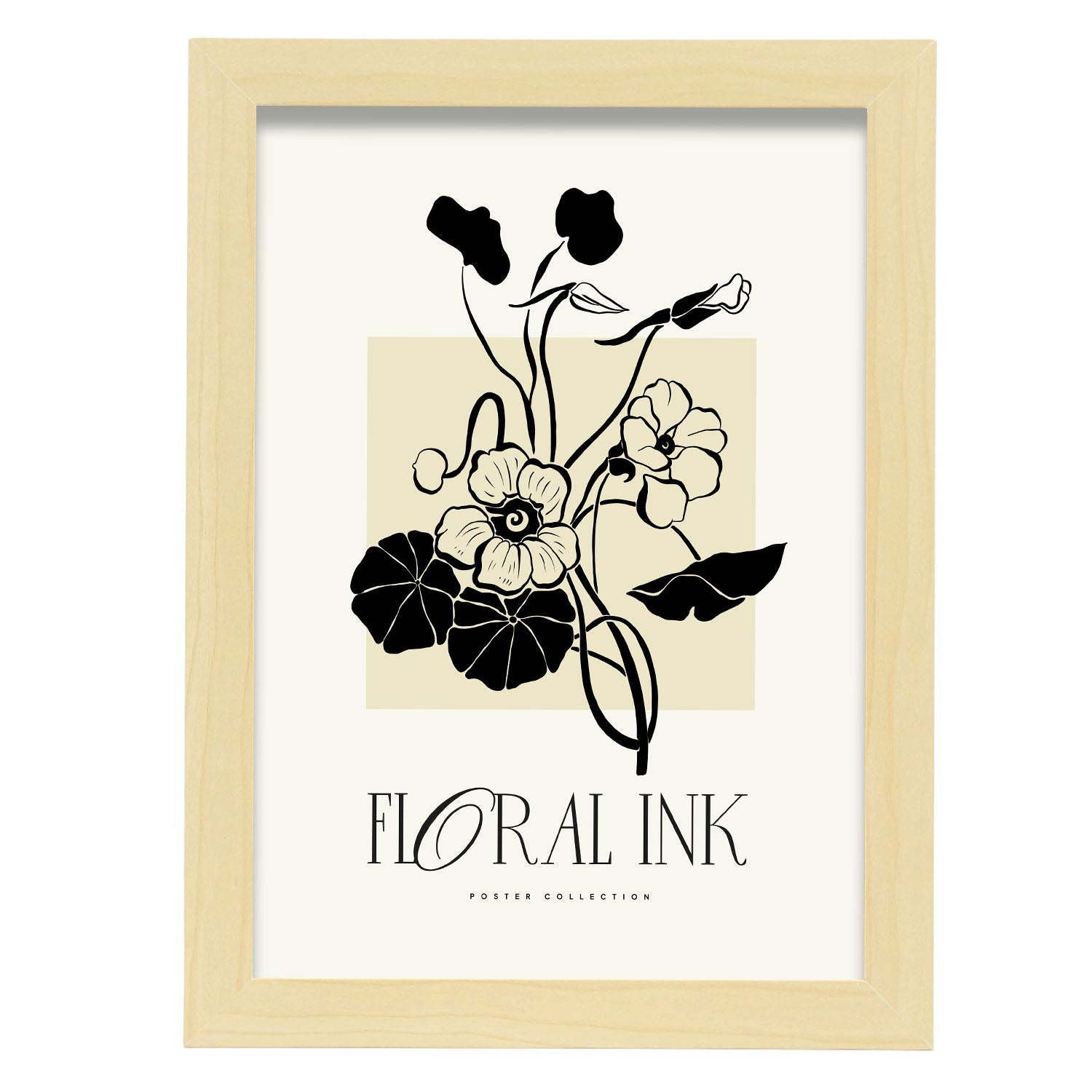 Poppy Flower-Artwork-Nacnic-A4-Marco Madera clara-Nacnic Estudio SL