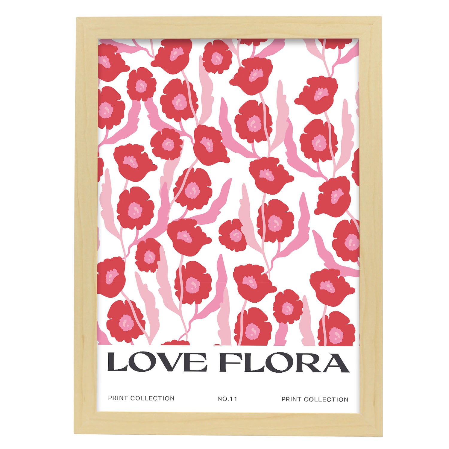 Poppy Pattern-Artwork-Nacnic-A3-Marco Madera clara-Nacnic Estudio SL