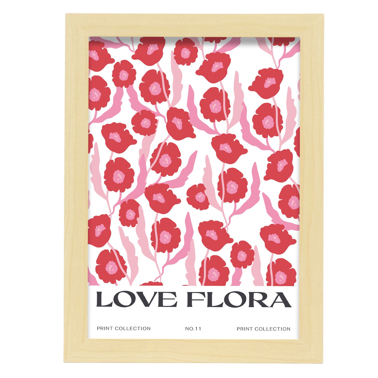 Poppy Pattern-Artwork-Nacnic-A4-Marco Madera clara-Nacnic Estudio SL