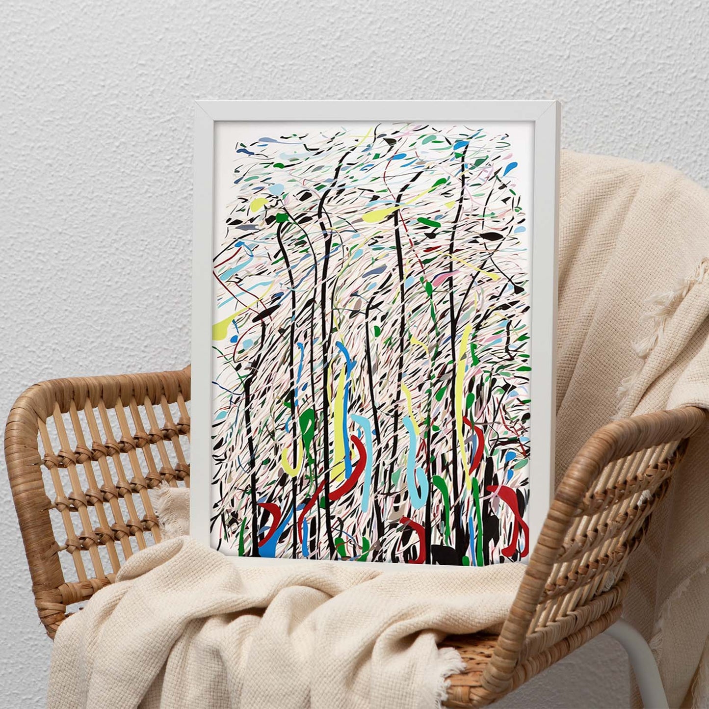 Póster Abstracto de Líneas Curvas Wu Guanzho
