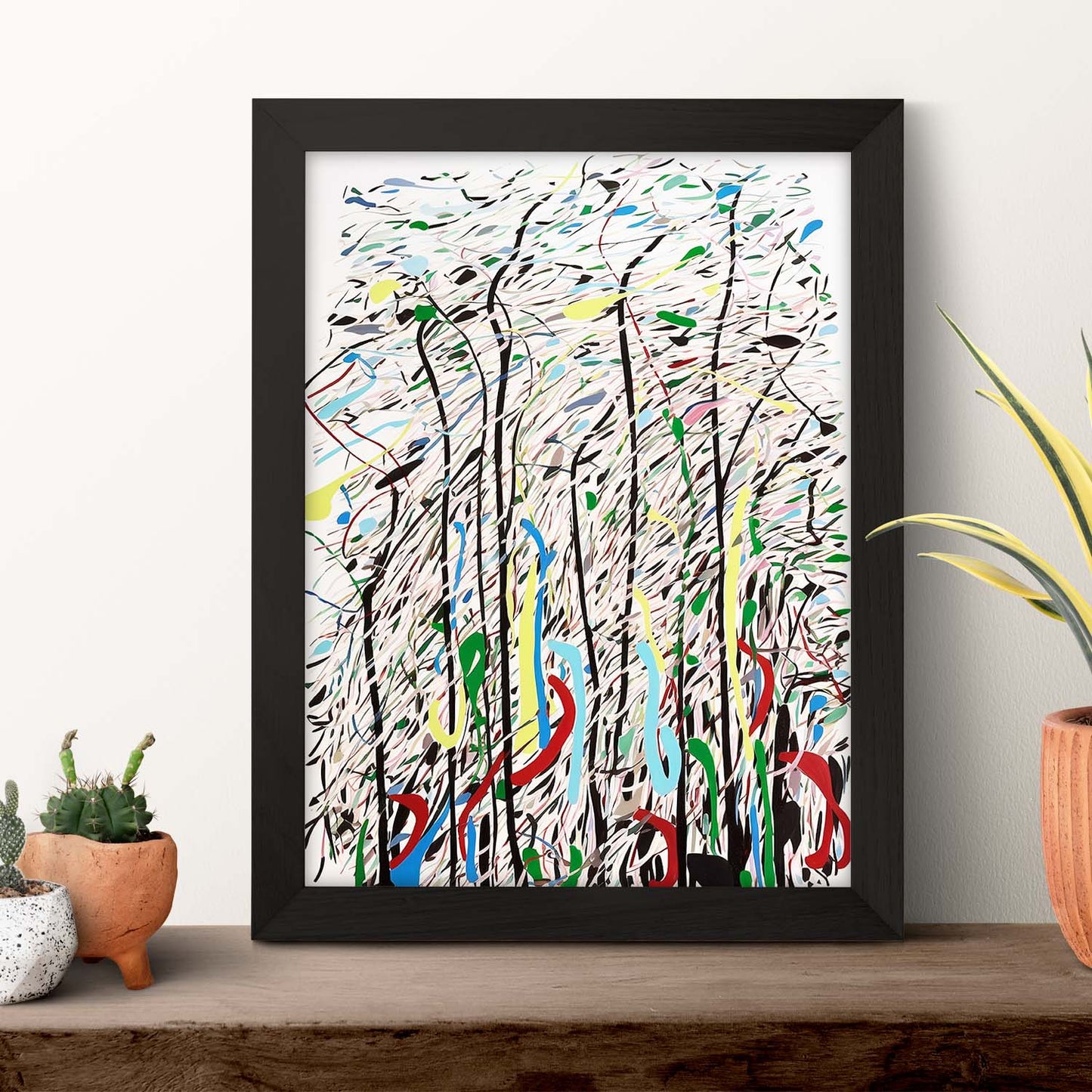 Póster Abstracto de Líneas Curvas Wu Guanzho
