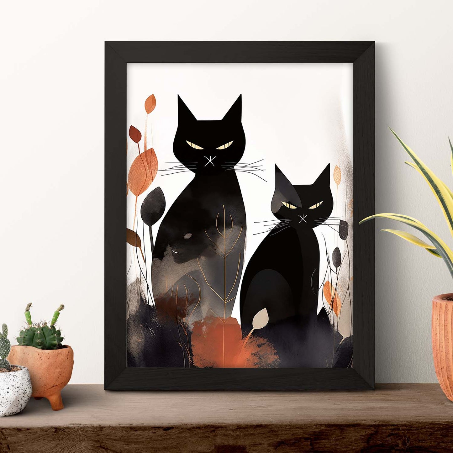 Póster Abstracto Gato Bohemio Negro
